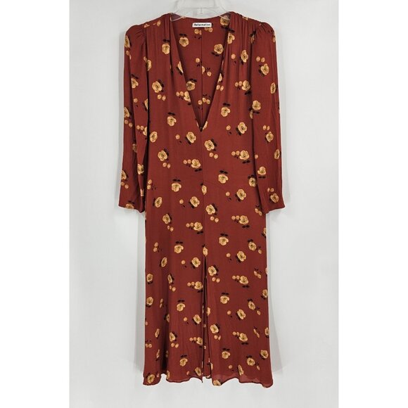 Reformation Hailey Joy Floral Midi Maxi Wrap Dress Red S - Picture 2 of 6